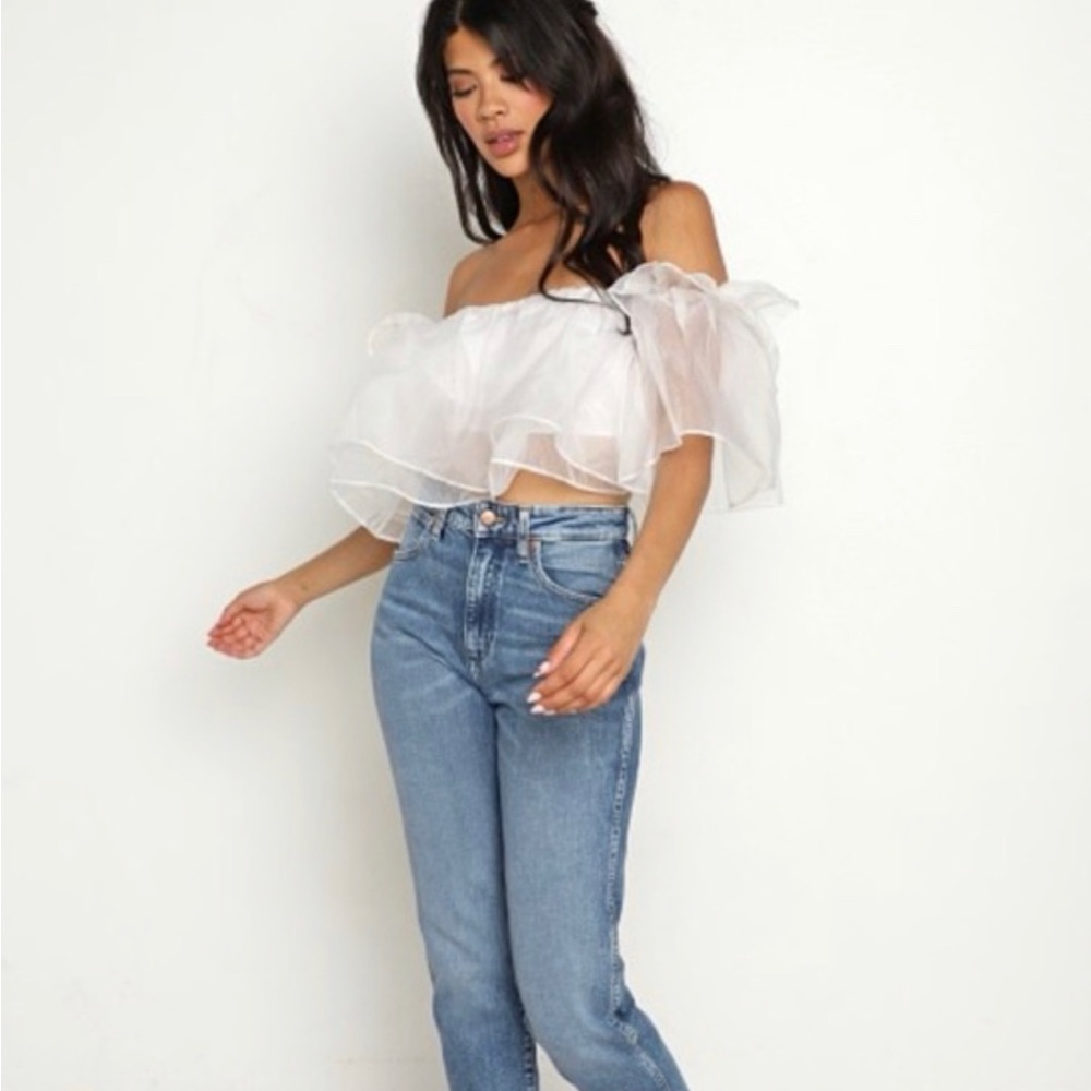 Brand New 12th Tribe White Ruffle top
